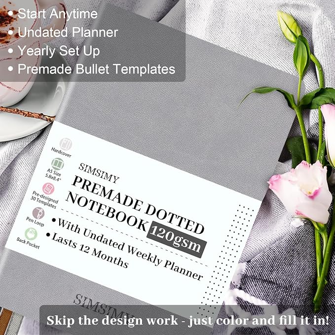 Dotted Journal Notebook with Premade Bullet Templates, Pre-made Dot Grid - Image 2