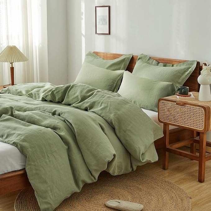 Simple&Opulence 100% Washed Linen Duvet Cover Set 5pcs Basic Style Natural - Image 7