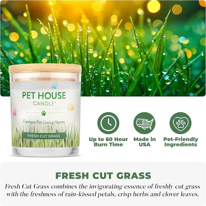 Pet House Candles, 9 oz Fresh Cut Grass Scented Candle, Clean Burning, Long - Image 2