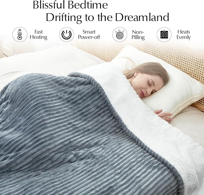 SNUGSUN Heated Blanket Throw Size, Soft and Cozy Electric Heating Blanket - Image 4