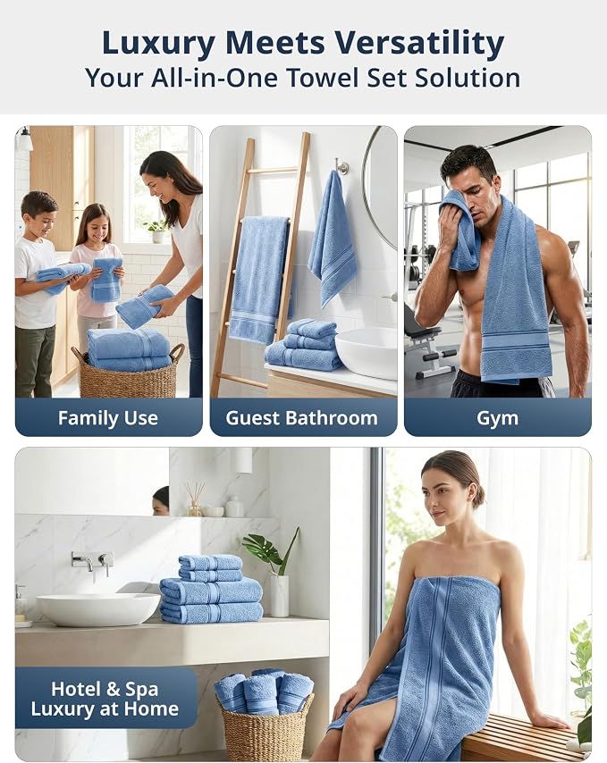 LANE LINEN Bathroom Towels Set of 18 – Zero Twist, 100% Mercerized Cotton Towel - Image 5