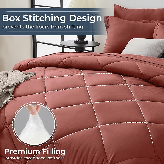HEVUMYI Terracotta King Comforter Set - Image 4
