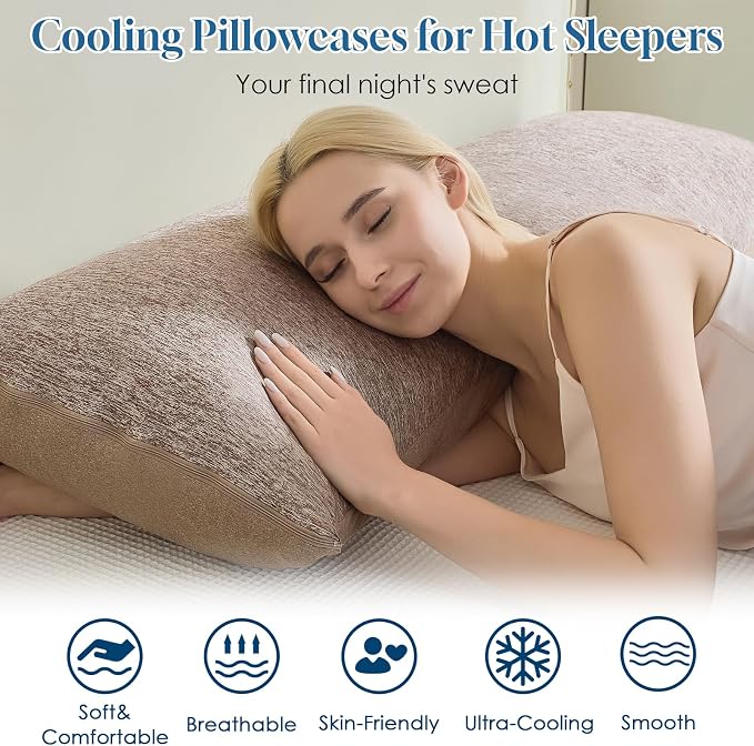 CHOSHOME Cooling Pillow Cases Zipper Pillow Covers Q-Max > 0.45 Zippered - Image 2
