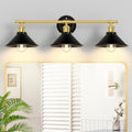 Licperron 3-Light Black and Gold Bathroom Lighting Fixtures, Farmhouse Vanity by Licperron