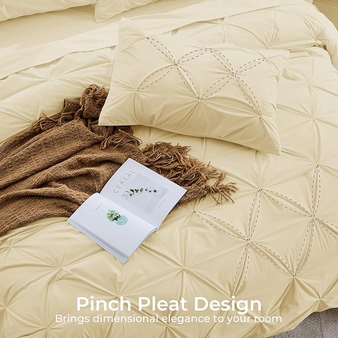 Sasttie Full Size Comforter Set, 7-Piece Bed in a Bag, Pintuck Bedding Set - Image 4