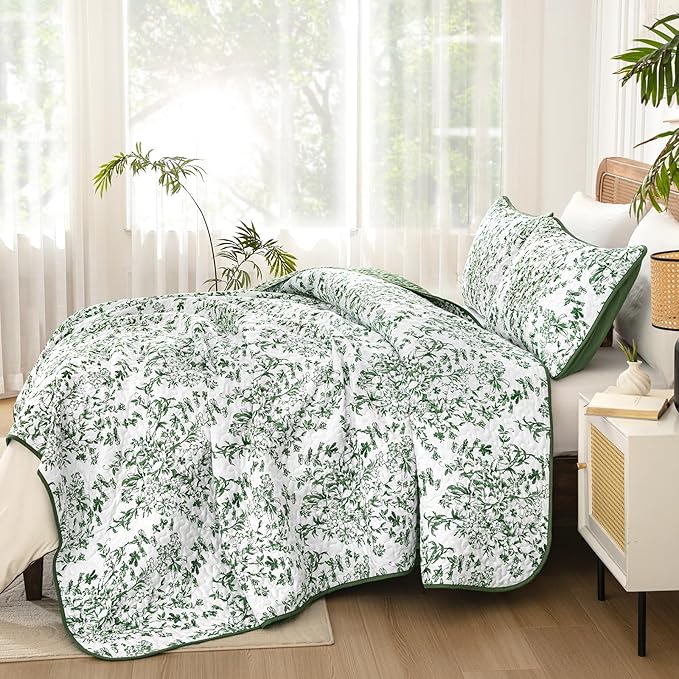 WONGS BEDDING Quilt King Size, Botanical Quilt - Image 3