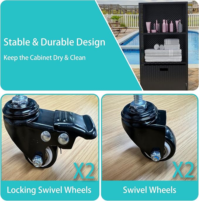 HOOYEAH Pool Towel Rack Outdoor, Waterproof PE Plastic Rattan Wicker Pool - Image 7