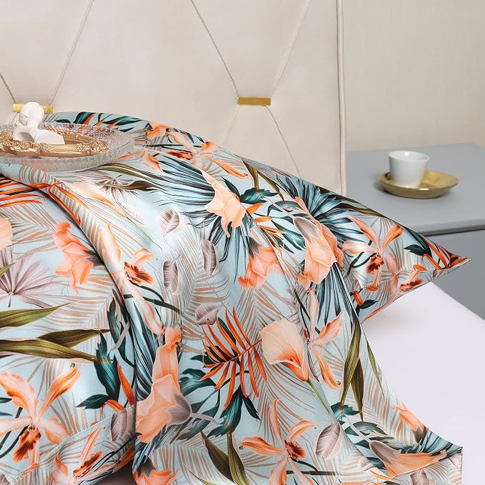 MANSPHIL Tropical 100% Silk Pillowcases Queen Size, 22 Momme Mulberry Silk - Image 4