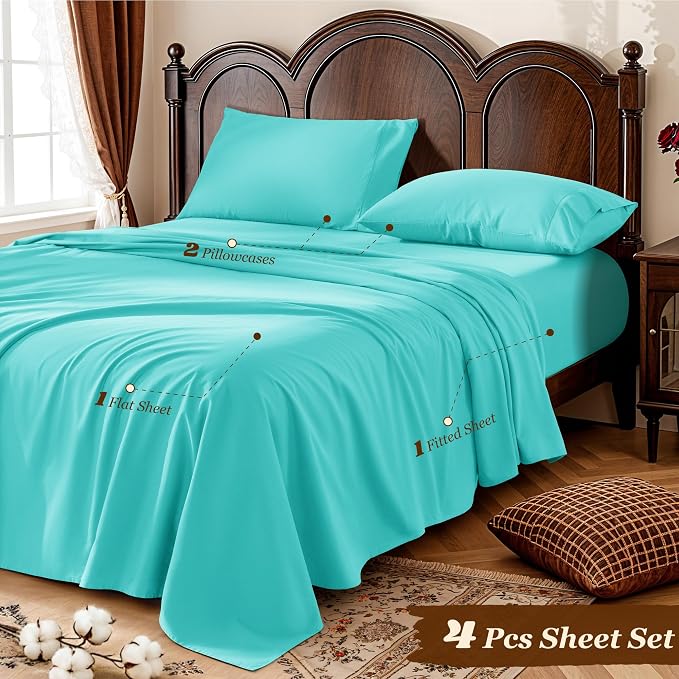 LBRO2M 100% Cotton Sheets Set Deep Pocket 19", 1000 Thread Count Full Size 4 - Image 6