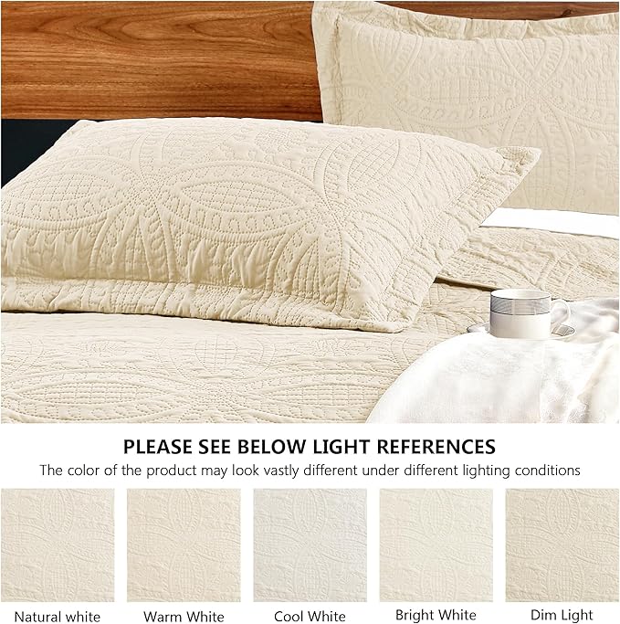 Love's cabin Quilts for Queen Bed Beige Bedspreads Bedding Set - Image 5