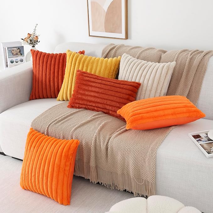 Pallene Faux Fur Plush Fall Throw Pillow Covers 18x18 Set of 2, Luxury Soft - Image 6