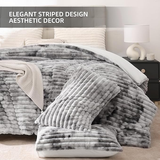 Smoofy Fluffy Full Size Comforter Sets 3 Pieces - Image 3