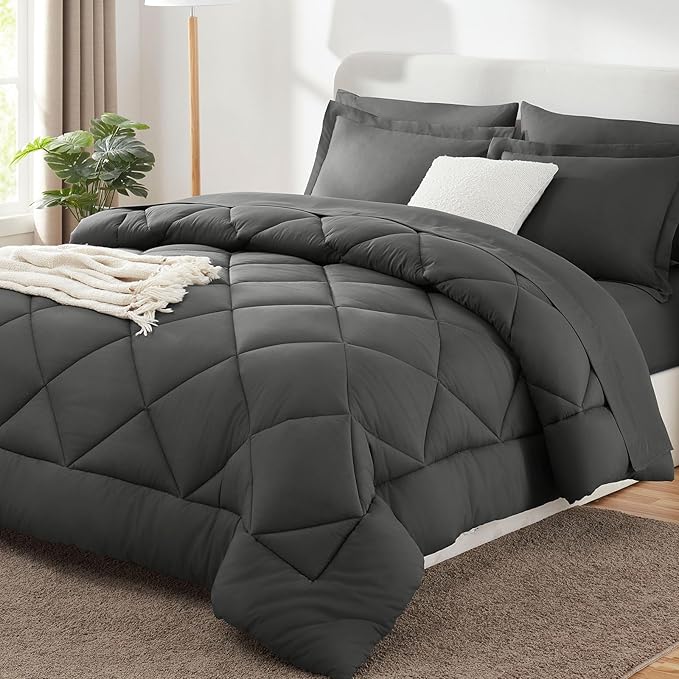 CozyLux California King Comforter Set Dark Grey by CozyLux