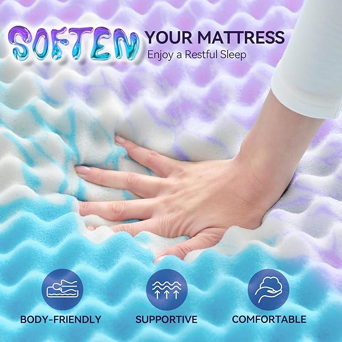 SINWEEK 2 Inch Egg Crate Memory Foam Mattress Topper Twin XL, Twin Extra Long - Image 5