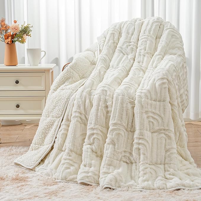 Wemore Jacquard Fleece Weighted Blanket King Size 80" x 87" 15lbs, Ultra Soft by WemoreDirect