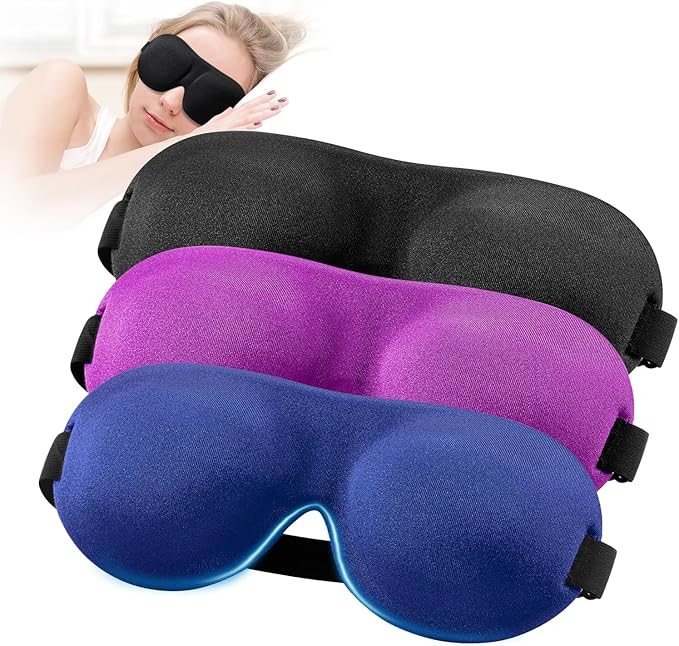 YIVIEW Sleep Mask for Back and Side Sleeper Pack of 3, 100% Light Blocking 3D by YIVIEW