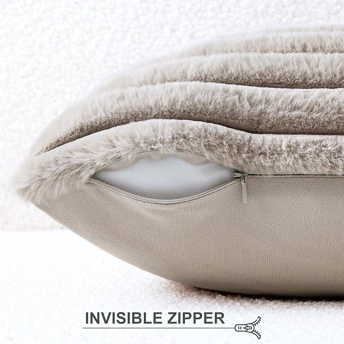 Pallene Faux Fur Plush Throw Pillow Covers 22x22 Set of 2, Luxury Soft Fluffy - Image 3