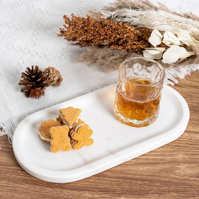 Koville Natural Marble Tray for Bathroom Countertop, Marble Storage Trays for - Image 6