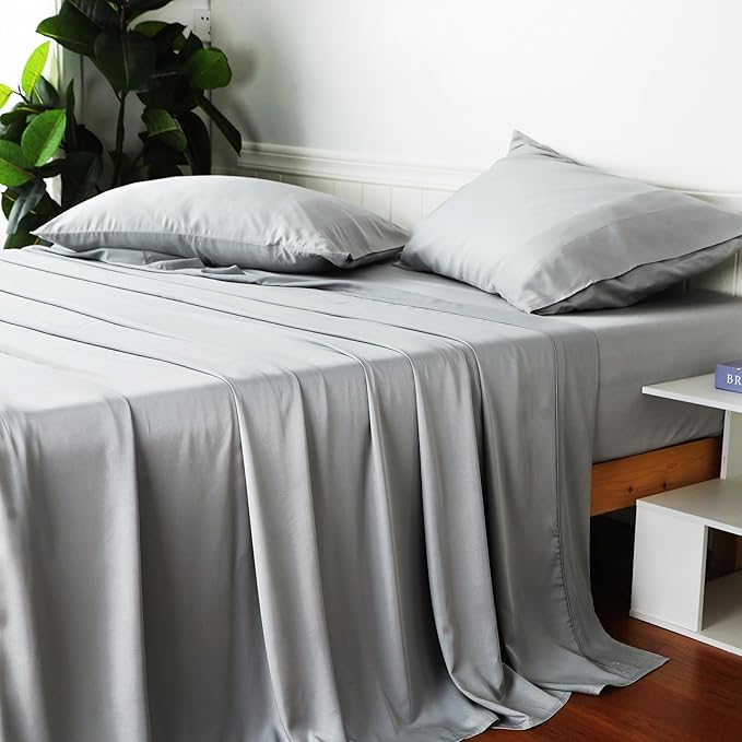 Bamboo Viscose Flat Sheets Only, 400 Thread Count Sateen Weave Queen Size Flat - Image 8