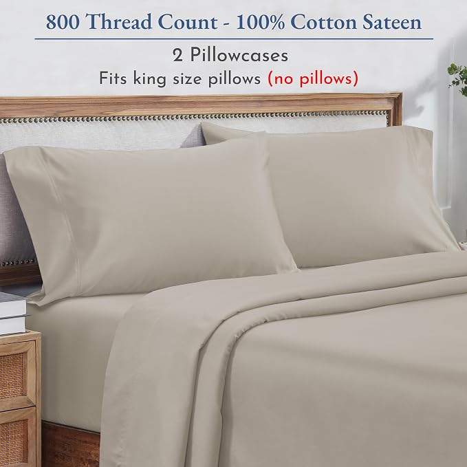 California Design Den 100% Cotton King Pillow Cases Set of 2, 800 Thread Count - Image 4