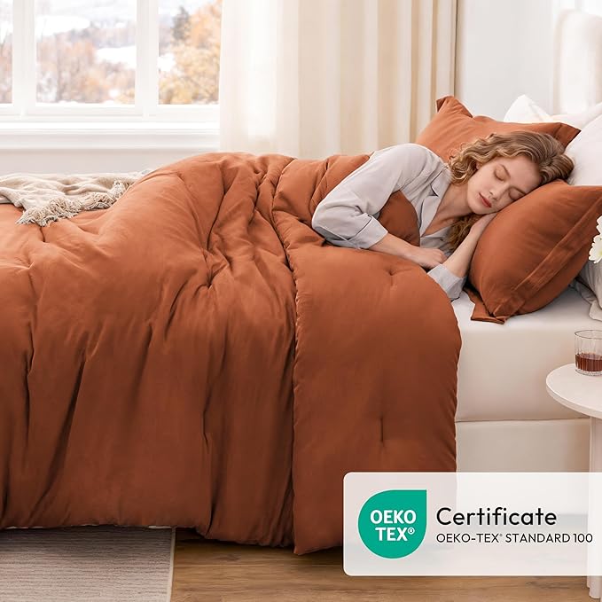 Love's cabin Terracotta Queen Comforter Set, 3-Piece Prewashed Bed Set - Image 5