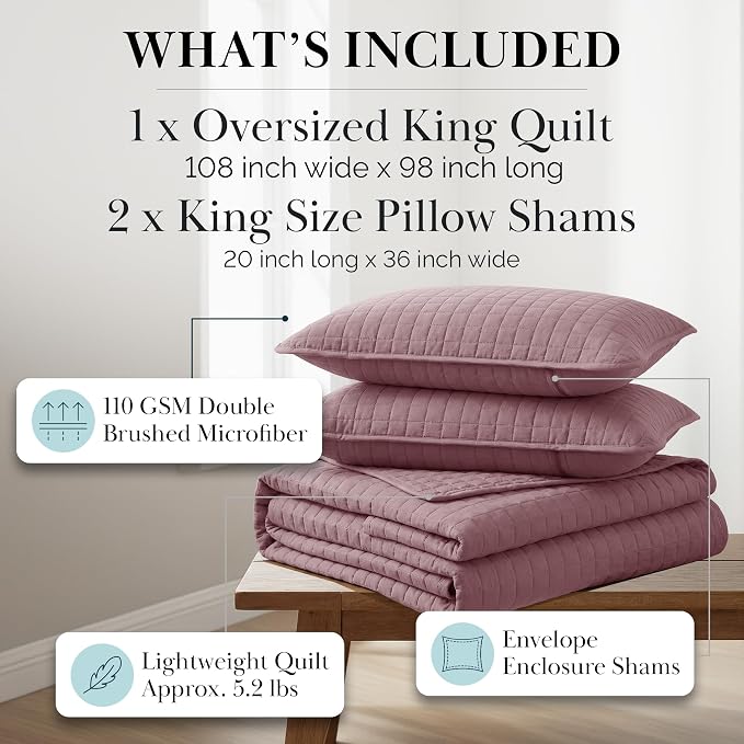 Southshore Fine Living, Inc. Oversized King Quilt Set, Lavender Quilt Bedspread - Image 2