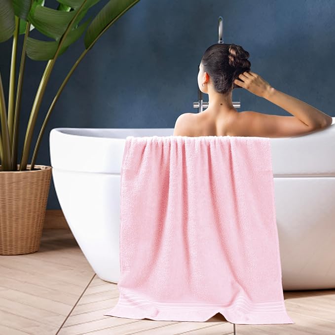 BOUTIQUO 100% Cotton 2 Pack Bath Towel Set 28x55 inches, Eco-Friendly Large - Image 5