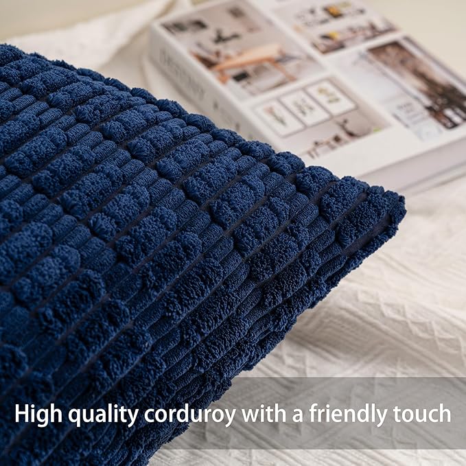 Aegero Pack of 2 Corduroy Decorative Throw Pillow Covers 24x24 Inch Soft - Image 2