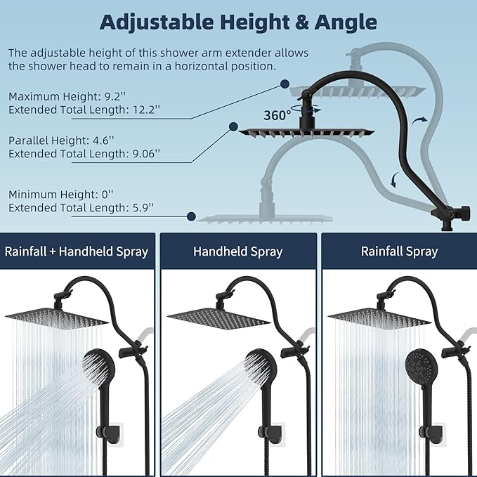 Hibbent All Metal High Pressure Rainfall 10'' Shower Head, CUPC Certified - Image 6