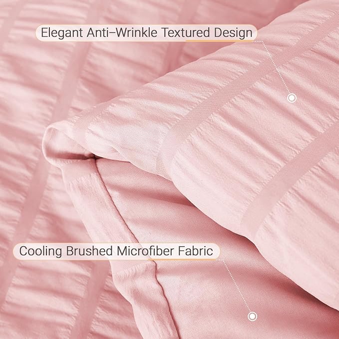 MUXHOMO 7 Pieces Queen Comforter Set, Seersucker Bed in a Bag Queen Size - Image 6