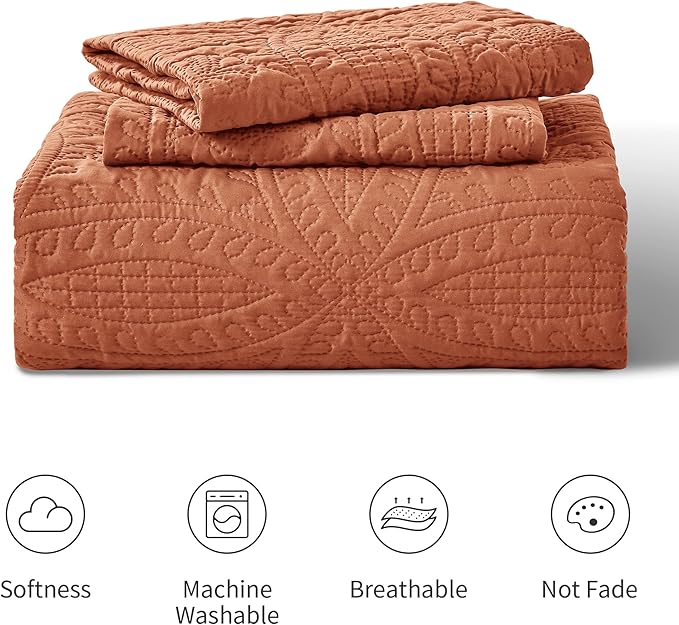 Love's cabin California King Size Quilt Bedding Set Umber Bedspreads - Image 6