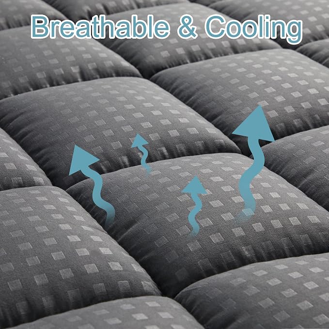 HYLEORY Twin Mattress Pad Quilted Fitted Mattress Protector Cooling Pillow Top - Image 2