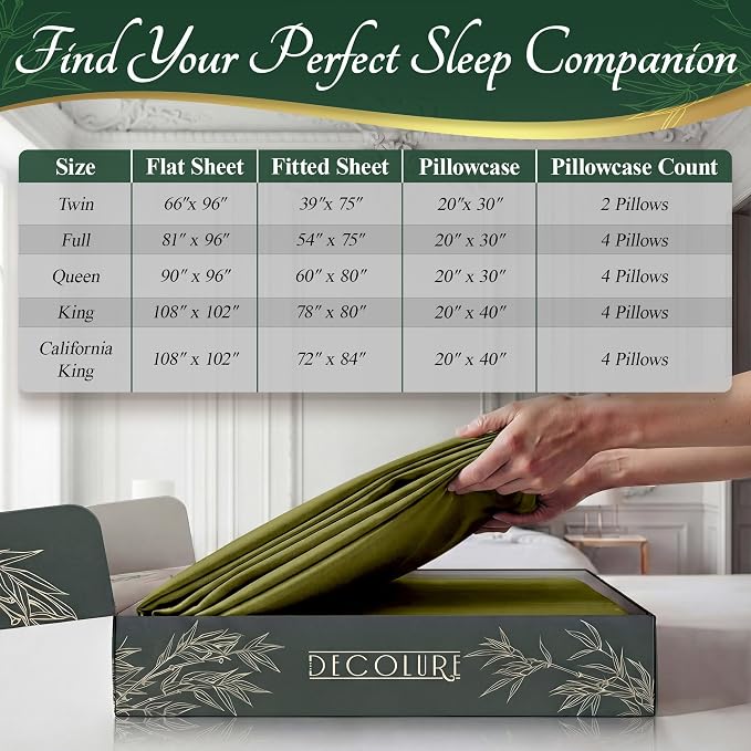 DECOLURE 100% Viscose Derived from Bamboo Sheets Full Size - Image 8