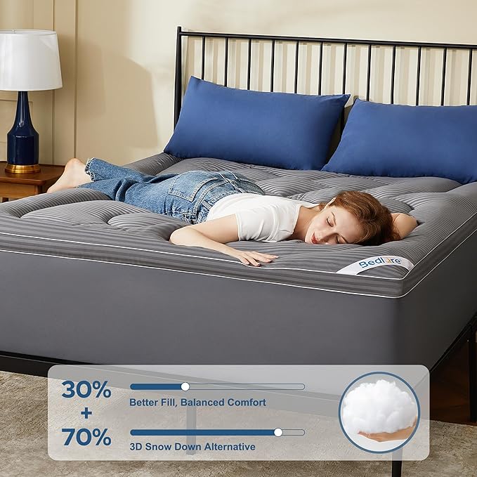 BEDLORE Queen Mattress Topper, Thick Pillow Top Pad - Image 2