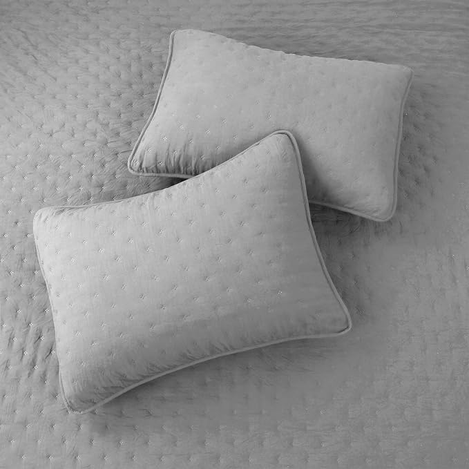 ROARINGWILD Light Grey King Size Quilt Bedding Sets - Image 4