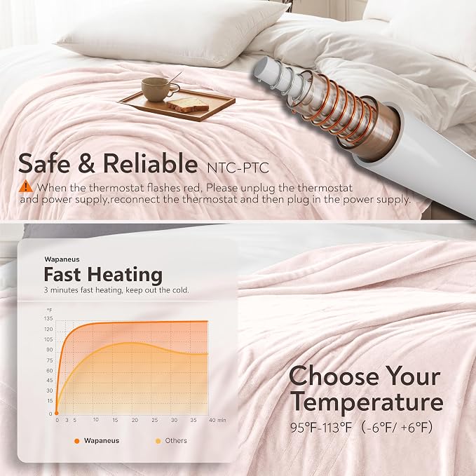 Wapaneus Foot Pocket Heated Blanket Electric Throw - Image 5