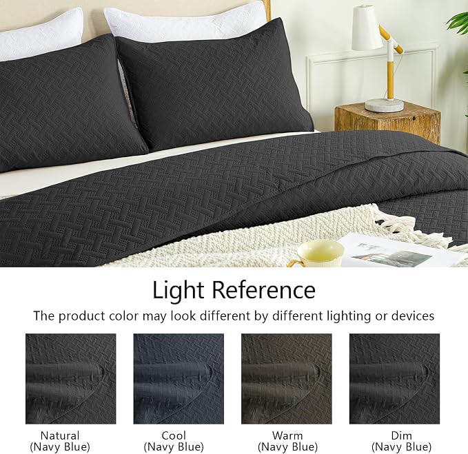 FLYMME King Size Quilt Bedding Set Black Lightweight Bedspreads Set, Modern - Image 5