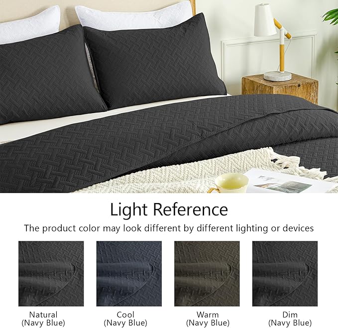 FLYMME Queen Quilt Bedding Set Black Lightweight Bedspreads Full Size, Soft - Image 5