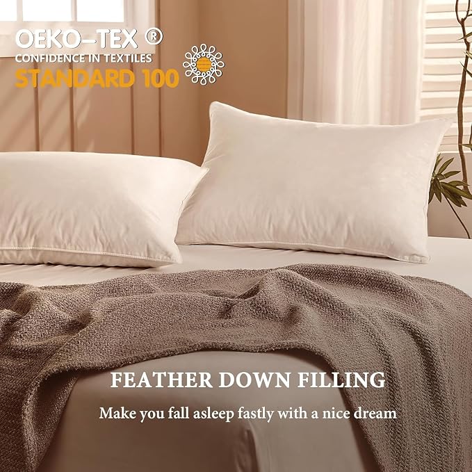 BHZ Goose Down Feather Standard/Queen Pillow, Luxury Hotel Collection Bed Pillow - Image 3