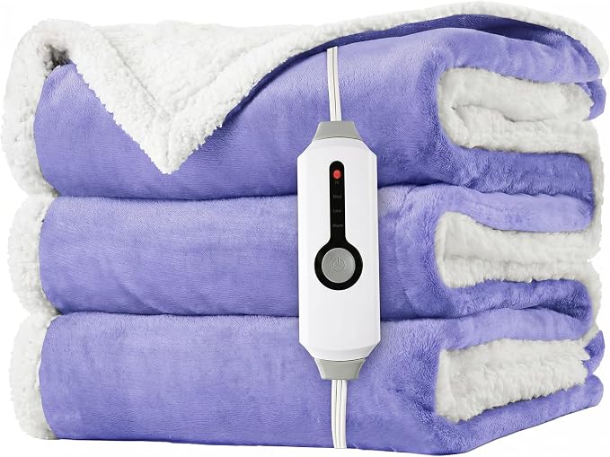 LaffyLo Heated Throw Blanket 50 x 60, Fast Heating Electric Blanket, Dual-Sided by LAFFYLO