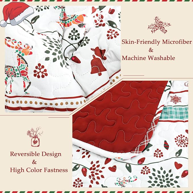 Exclusivo Mezcla Reversible Christmas Quilts Twin Size - Image 3