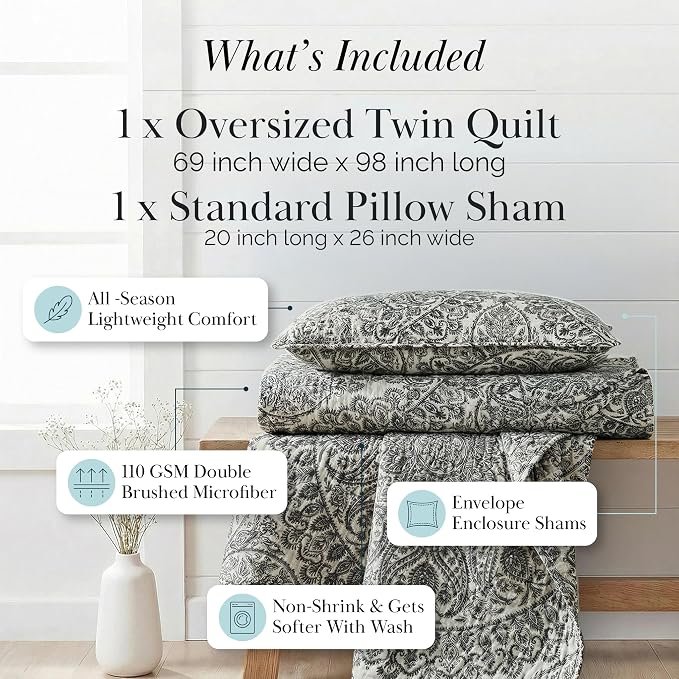 Southshore Fine Living, Inc. Ashanti Collection Oversized Quilt Twin Bedding - Image 2