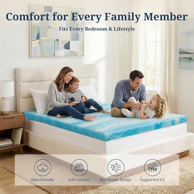 IULULU Twin XL Size Mattress Topper, 2 Inch Gel Memory Foam Topper, Light - Image 7