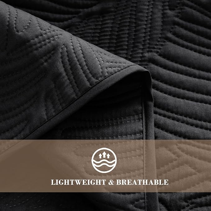 Exclusivo Mezcla King Size Quilt Bedding Set, Lightweight Black Quilts King Size - Image 5