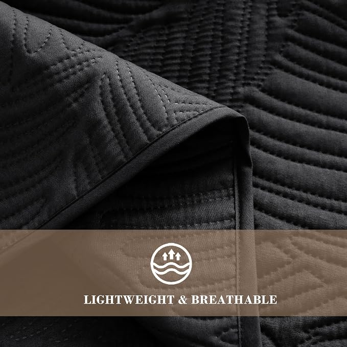 Exclusivo Mezcla Twin Quilt Bedding Set, Lightweight Black Quilts Twin Size - Image 5