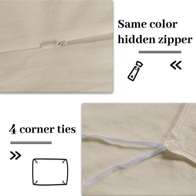 NEXHOME PRO Duvet Cover Set 100% Washed Cotton Oversized King 120"x98" Linen - Image 6