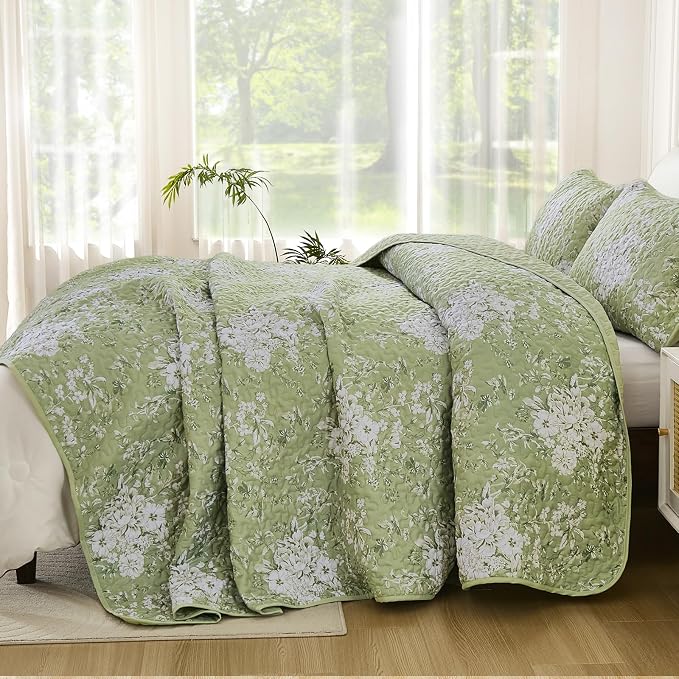 WONGS BEDDING Quilt Queen Size, Botanical Quilt - Image 3