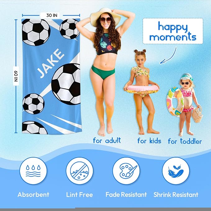 Personalized Beach Towel With Name, Custom Beach Towel with Text, Customized - Image 3
