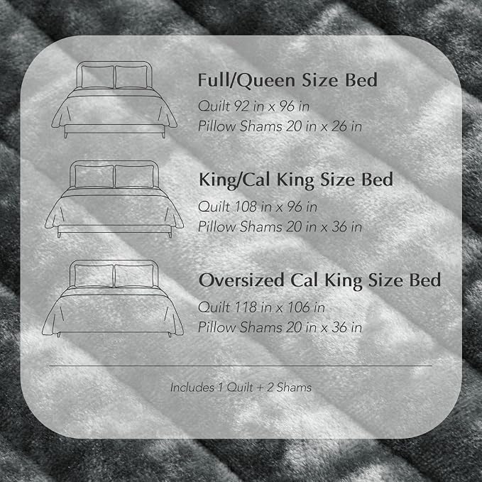 EVERGRACE Velvet Quilt Set King Size, Luxurious Soft Striped Channel Bedding Set - Image 9