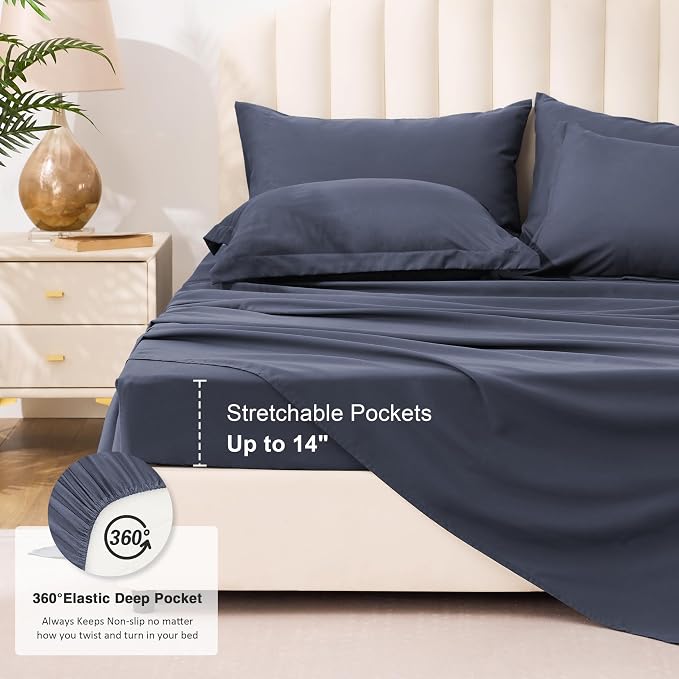 Love's cabin Twin XL Comforter Set Indigo Blue, 5 Pieces Twin XL Bed in a Bag - Image 6
